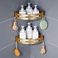 🚿 premium brushed gold bathroom shelves: 2-pack shower corner caddy organizer & shampoo holder - adhesive or drilling options logo