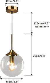 img 3 attached to KCO Lighting Clear Glass Globe Hanging Light 1-Light Mid Century Modern Light Fixture Pendant Light Adjustable For Indoor Bedroom Kitchen Island Living Romm (Clear)