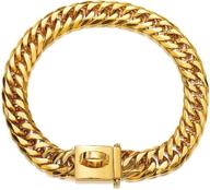 18k gold cuban link dog chain collar with safe metal buckle - 16mm double curb gold chain for small, medium, and large dogs by tobetrendy miami logo