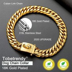 img 2 attached to 18K Gold Cuban Link Dog Chain Collar with Safe Metal Buckle - 16mm Double Curb Gold Chain for Small, Medium, and Large Dogs by Tobetrendy Miami