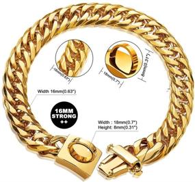 img 1 attached to 18K Gold Cuban Link Dog Chain Collar with Safe Metal Buckle - 16mm Double Curb Gold Chain for Small, Medium, and Large Dogs by Tobetrendy Miami