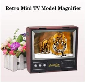 img 1 attached to Новый стиль HD 3D мобильный телефон экран телевизор увеличитель усилитель мини ретро маленький 8-дюймовый увеличительное стекло с складным держателем для любого смартфона видео в цвете кофе