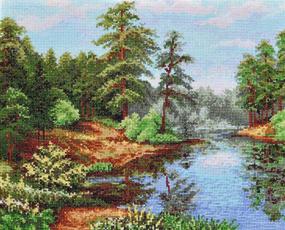 img 4 attached to 🌲 Lush Forest Landscape Cross Stitch Kit - Lake in The Pines - Enhancing SEO