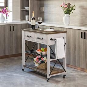 img 4 attached to 🛒 FirstTime & Co. White Aurora Farmhouse Kitchen Cart, American Crafted, Aged White, 31.5 x 16 x 31.5 - "FirstTime & Co. White Aurora Farmhouse Kitchen Cart, American Crafted, Aged White, 31.5 x 16 x 31.5, Ultimate SEO-friendly Product