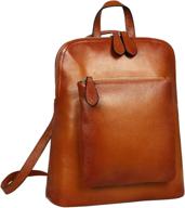 womens vintage leather backpack daypack logo