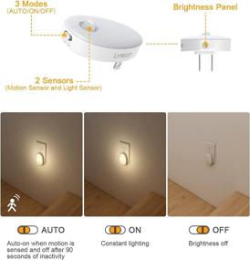 img 3 attached to LYRIDZ Night Light Plug in Motion Sensor Night Light 120 Lumens Smart LED Night Lights Plug into Wall Warm White with Continuously Adjustable Brightness for Bedroom, Kitchen, Hallway, Staircase - Pack of 4