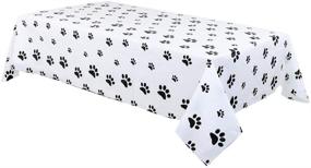 img 1 attached to GuoZhiXin Puppy Themed Birthday Party Decorations - Paw Print Plastic Tablecloth: 54 x 108 Inches Disposable Table Cover for Dog Themed Party, Birthday Celebration