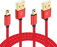 braided mini usb cable - type a male to mini b - data and charging cord for gopro hero 3+, sony ps3 controller, mp3 player, garmin gps, dash cam, canon powershot rebel elph camera charger logo