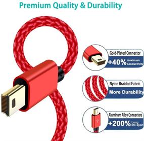 img 3 attached to Braided Mini USB Cable - Type A Male to Mini B - Data and Charging Cord for GoPro Hero 3+, Sony PS3 Controller, MP3 Player, Garmin GPS, Dash Cam, Canon PowerShot Rebel ELPH Camera Charger