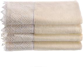 img 4 attached to Creative Scents Fingertip Towels for Bathroom (11x18 inches) - Set of 4 Soft Velour Towels with Gorgeous Lace Trim, 100% Cotton - Perfect for Guest Bathroom! (Cream Ivory)