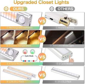 img 3 attached to 🌟 Enhance Your Space with Under Cabinet Lights: 120 LED Stick-On Motion Sensor Lights, USB Rechargeable, Dimmable, Perfect for Kitchen, Wardrobe, Stairs, Hallway, Drawer - 2 Pack