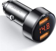 🚗 ainope car charger adapter: dual qc3.0 ports, 6a/36w fast usb car charger with voltage display - compatible with iphone 11/11 pro/xr/x/xs/8, galaxy note 8/s9/s10+/s8-black logo