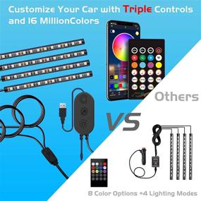 img 2 attached to 🚗 itayak Interior RGB LED Car Lights, 4pcs 48 LED Car Accessories Floor Light, Remote Controlled, Waterproof Under Dash Ambient Lighting Kit for iPhone Android Phone, Music Sync, USB 5V