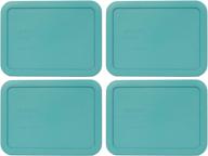 🔵 pyrex bundle - 4 items: 7210-pc 3-cup turquoise rectangle plastic food storage lids - convenient and colorful storage solution логотип