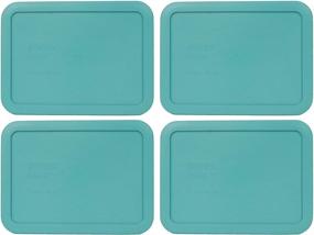 img 2 attached to 🔵 Pyrex Bundle - 4 Items: 7210-PC 3-Cup Turquoise Rectangle Plastic Food Storage Lids - Convenient and Colorful Storage Solution