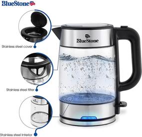 img 3 attached to 🔌 BLUESTONE Electric Glass Kettle - 1.7L 1500W, Fast Boiling with Strix Control, BPA-Free, Boil-Dry Protection, Auto Shutoff, Blue Light LED