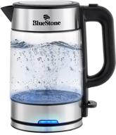 🔌 bluestone electric glass kettle - 1.7l 1500w, fast boiling with strix control, bpa-free, boil-dry protection, auto shutoff, blue light led логотип