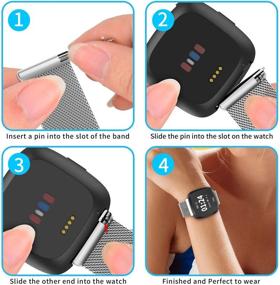 img 2 attached to 🔒 Ленты Лимкю для Fitbit Versa/Versa 2/Versa Lite/SE - металлические регулируемые ремешки для замены наручных часов Fitbit Versa - доступны различные цветовые варианты, подходят для женщин и мужчин.