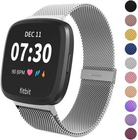 img 4 attached to 🔒 Ленты Лимкю для Fitbit Versa/Versa 2/Versa Lite/SE - металлические регулируемые ремешки для замены наручных часов Fitbit Versa - доступны различные цветовые варианты, подходят для женщин и мужчин.