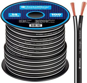 img 4 attached to InstallGear 14-Gauge 100ft Speaker Wire True Spec and Soft Touch Cable - Black (AWG)