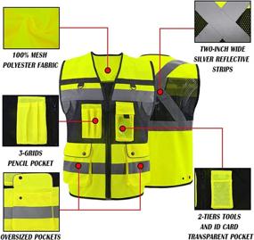 img 1 attached to OPLERAI Visibility Safety Reflective Pockets Occupational Health & Safety Products and Personal Protective Equipment