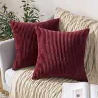 miulee pack of 2 christmas corduroy soft solid decorative pillow covers for couch sofa and car, burgundy - 18 x 18 inch logo