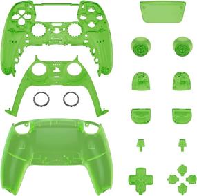 img 3 attached to 🎮 Custom Clear Green PS5 Controller Housing Shell with Buttons Touchpad Cover - Full Set Replacement Decorative Trim Shell Plates for Playstation 5 Controller