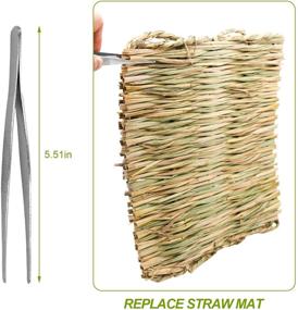 img 2 attached to 🐰 Pack of 5 Woven Grass Bed Mats - Natural Straw Bedding Nest Mat with Chew Toys - Ideal for Guinea Pigs, Parrots, Rabbits, Hamsters, Rats, and Bunnies
