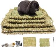 🐰 pack of 5 woven grass bed mats - natural straw bedding nest mat with chew toys - ideal for guinea pigs, parrots, rabbits, hamsters, rats, and bunnies logo