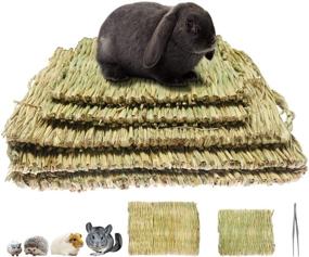 img 4 attached to 🐰 Pack of 5 Woven Grass Bed Mats - Natural Straw Bedding Nest Mat with Chew Toys - Ideal for Guinea Pigs, Parrots, Rabbits, Hamsters, Rats, and Bunnies