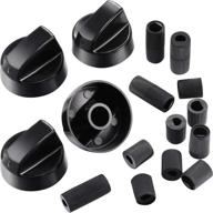 4-pack black oven/stove/range control knobs replacement with 12 adapters logo