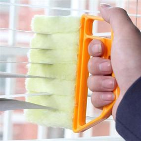 img 3 attached to Yellow 2-Pack Mini Hand-held 7-Finger Dusting Cleaner Tool for Window Blinds, Air Conditioners, and More - Ideal for Dusting and Removing Dirt