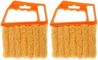 yellow 2-pack mini hand-held 7-finger dusting cleaner tool for window blinds, air conditioners, and more - ideal for dusting and removing dirt logo