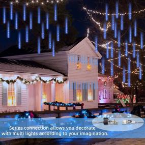 img 1 attached to ⛈️ GPODER 50CM Shower Rain Lights: 576 LEDs Falling Rain Lights for Christmas Decoration (Blue)