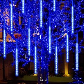 img 4 attached to ⛈️ GPODER 50CM Shower Rain Lights: 576 LEDs Falling Rain Lights for Christmas Decoration (Blue)