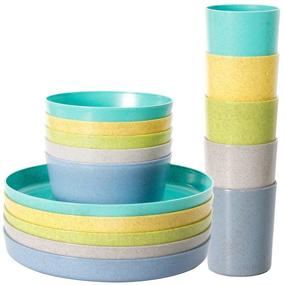 img 4 attached to Youngever Bamboo Dinnerware Assorted Toddler