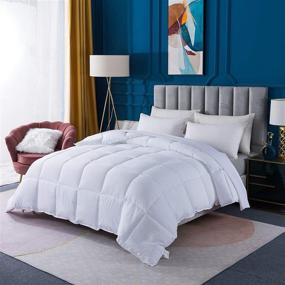 img 2 attached to 🛏️ DOMDEC Quilted Comforter - Cozy Washed Microfiber Duvet Insert, Down Alternative Fill, Machine Washable (White-All Season, Full/Queen)
