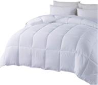 🛏️ domdec quilted comforter - cozy washed microfiber duvet insert, down alternative fill, machine washable (white-all season, full/queen) logo