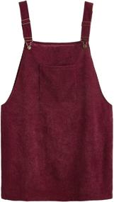 img 4 attached to 👗 Burgundy Corduroy Pinafore Dress for Women - Adjustable | Romwe Online Store