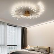 🌼 dzzit modern flush mount ceiling light with easy installation, acrylic lampshade chandelier for children's room, bedroom, living room - 4000k neutral flower shaped light (gold, 28 heads) логотип