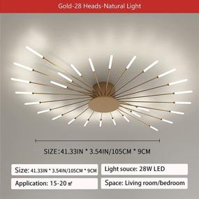 img 3 attached to 🌼 DZZIT Modern Flush Mount Ceiling Light with Easy Installation, Acrylic Lampshade Chandelier for Children's Room, Bedroom, Living Room - 4000K Neutral Flower Shaped Light (Gold, 28 Heads)