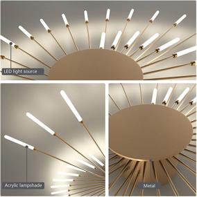 img 2 attached to 🌼 DZZIT Modern Flush Mount Ceiling Light with Easy Installation, Acrylic Lampshade Chandelier for Children's Room, Bedroom, Living Room - 4000K Neutral Flower Shaped Light (Gold, 28 Heads)