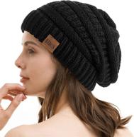 🎩 redess slouchy beanie hat for men and women - winter warm chunky soft oversized cable knit cap logo