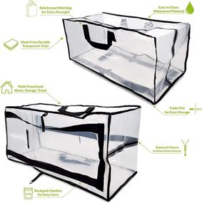 img 2 attached to 🛍️ Clear Zippered Storage Bags: Heavy Duty, Waterproof & Transparent Totes with Handles - 3 PCS Pack, Ideal for Clothes, Blankets, Linens, Moving, Packing, Organizing, Groceries, Under Bed - 27x12x13.75