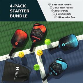 img 3 attached to Helium Versus 4-Pack Pickleball Set: Honeycomb Core, Graphite Strike Face for Precision Shots, Premium Comfort Grip - Set of Four Paddles, 2 Green Indoor Balls, 2 Yellow Outdoor Balls & Drawstring Bag