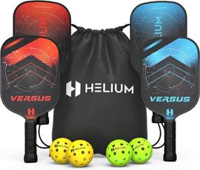 img 4 attached to Helium Versus 4-Pack Pickleball Set: Honeycomb Core, Graphite Strike Face for Precision Shots, Premium Comfort Grip - Set of Four Paddles, 2 Green Indoor Balls, 2 Yellow Outdoor Balls & Drawstring Bag