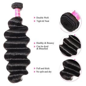 img 2 attached to 💇 Nadula Loose Deep Wave Brazilian Hair Bundle Pack - 100% Unprocessed Virgin Human Hair Weave, Natural Color (14 16 18)