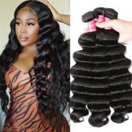 💇 nadula loose deep wave brazilian hair bundle pack - 100% unprocessed virgin human hair weave, natural color (14 16 18) logo