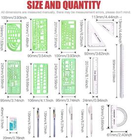img 2 attached to 📏 Hilitchi 16 Pcs Pack Plastic Measuring Stencils for Building Formwork, Geometric Furniture Drawing Templates, Geometry Rulers, and Drafting Scale Ruler with Eraser Pencil and Refills