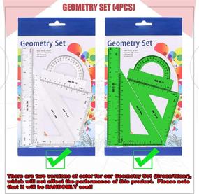 img 3 attached to 📏 Hilitchi 16 Pcs Pack Plastic Measuring Stencils for Building Formwork, Geometric Furniture Drawing Templates, Geometry Rulers, and Drafting Scale Ruler with Eraser Pencil and Refills